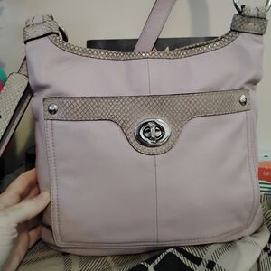 Authentic Coach Penelope Crossbody Bag. Mauve Colored Leather And Snakeskin.